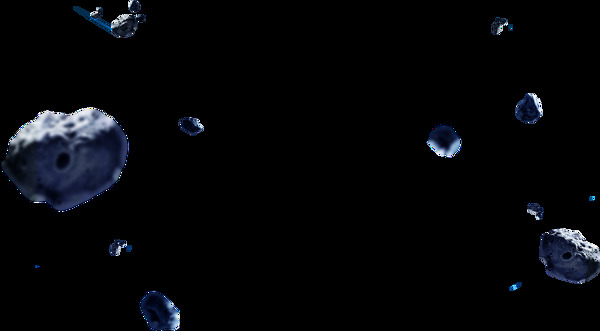 黑色太空漂浮石塊png元素素材
