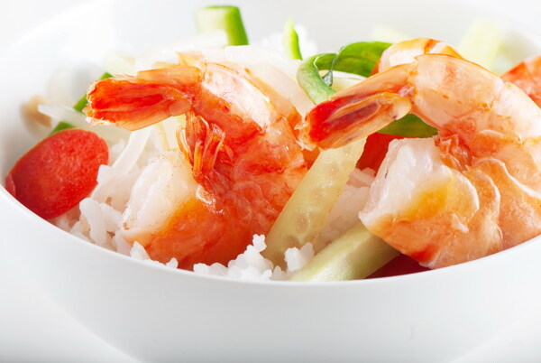 海虾仁白米饭图片