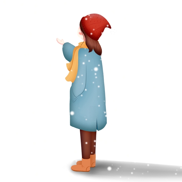 圣诞节大雪中的女孩卡通设计