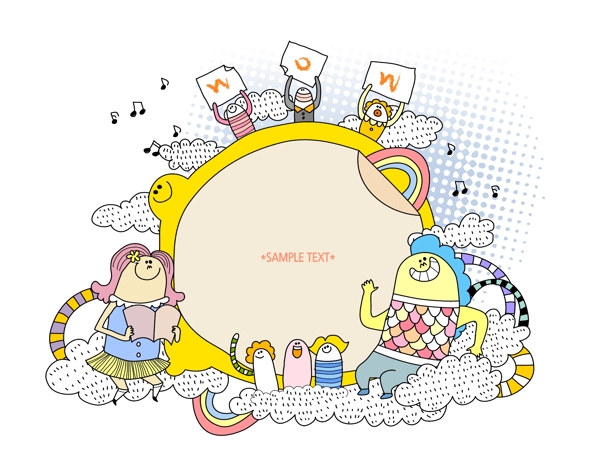 韓國卡通記事本模板11