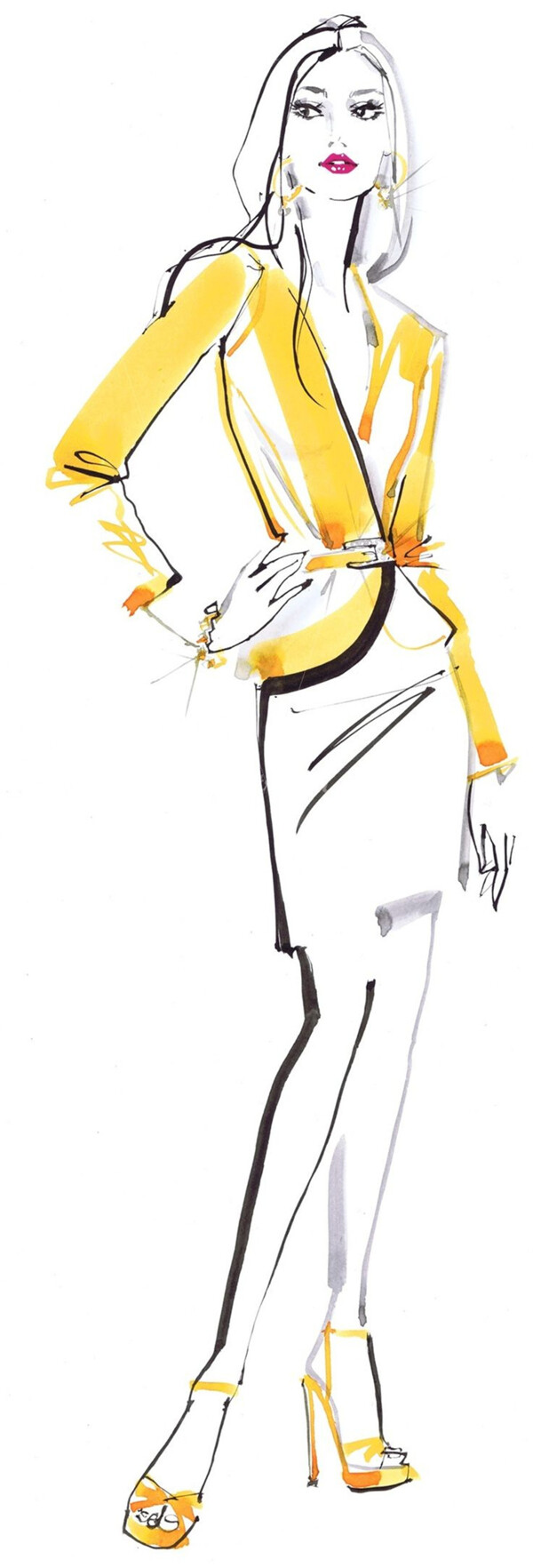 黃色職業(yè)女裝設(shè)計(jì)圖