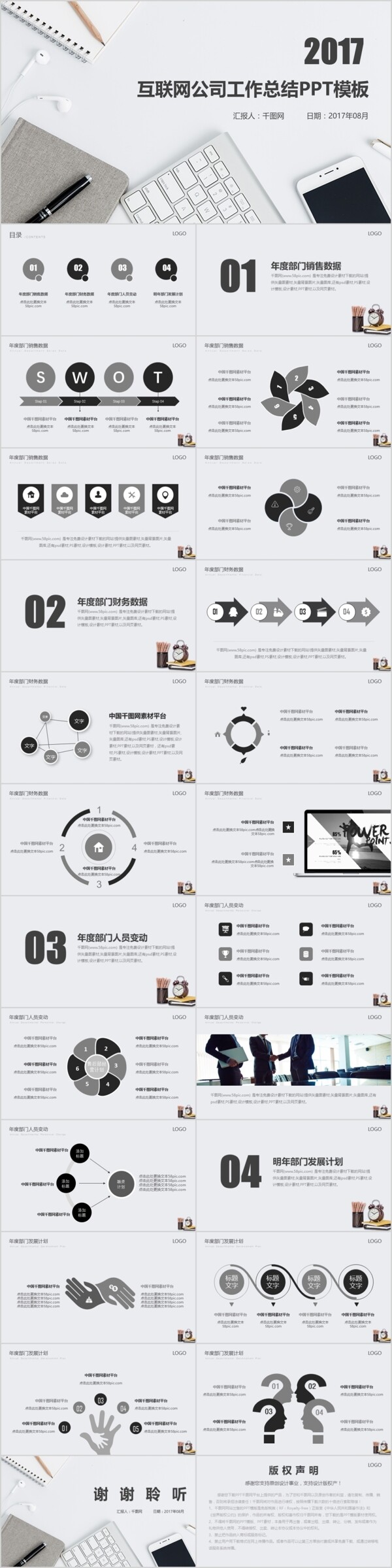 互聯(lián)網(wǎng)公司通用工作總結(jié)PPT模板