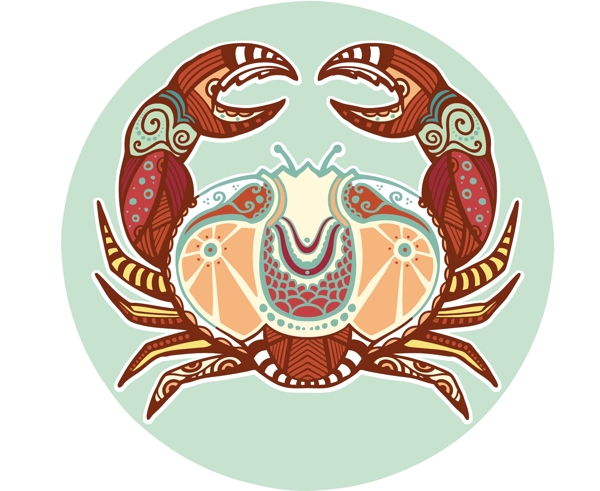 印花矢量圖動物海洋生物螃蟹十二星座免費素材