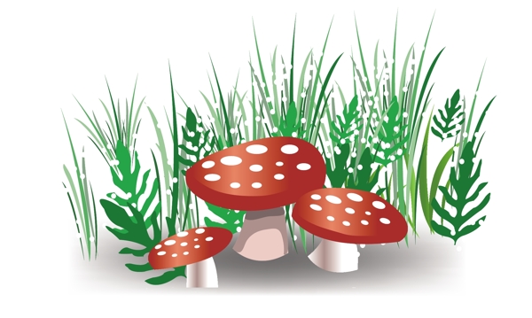 矢量蘑菇绿草