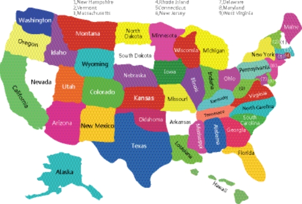 与美国自由多彩的美国地图