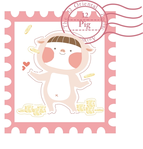 12生肖郵票矢量圖