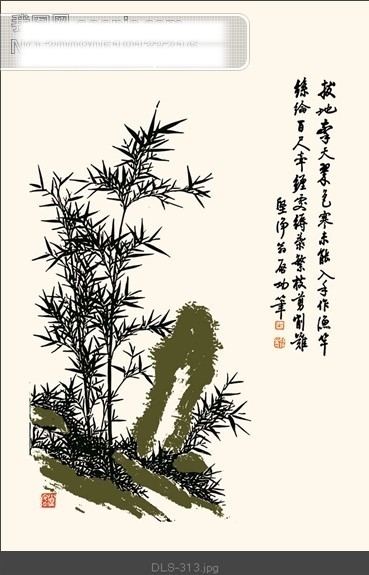中國(guó)風(fēng)墨竹玻璃移門(mén)圖片大全編號(hào)dls313