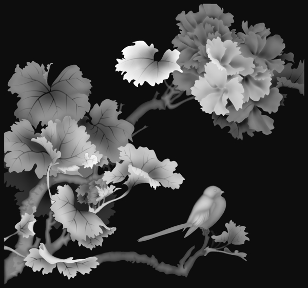 花鳥灰度圖圖片