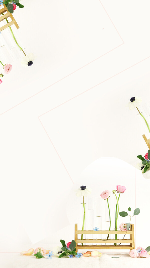粉色花朵装饰画H5背景素材