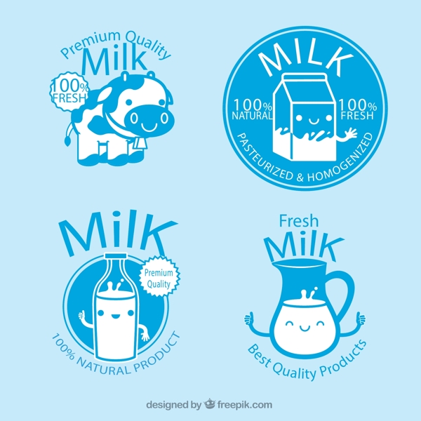 蓝色牛奶标签图片