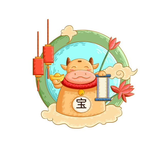 春節(jié)動漫牛形象圖片