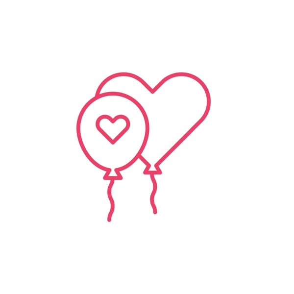 玫红色线心气球情人节图标