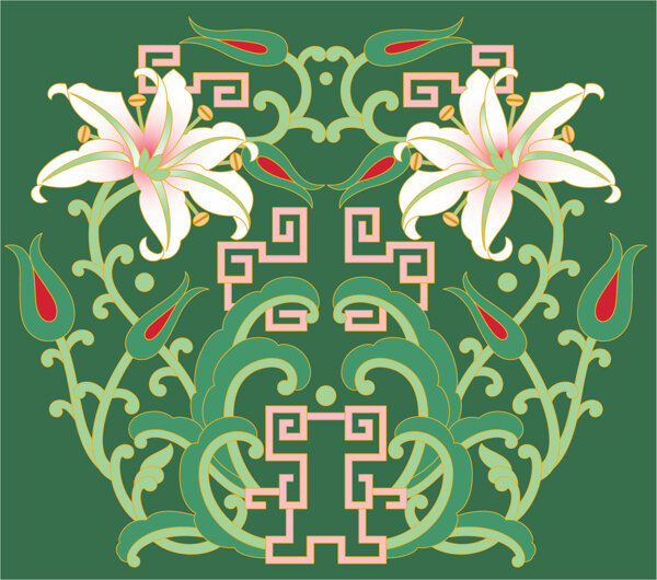 古典百合花紋