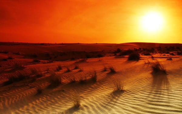 沙漠黄昏美景图片