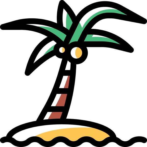 夏天海边mbe风格椰子树装饰图标