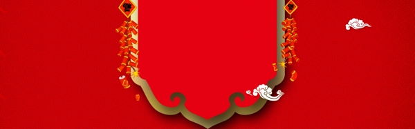 大红灯笼新年中国年banner背景