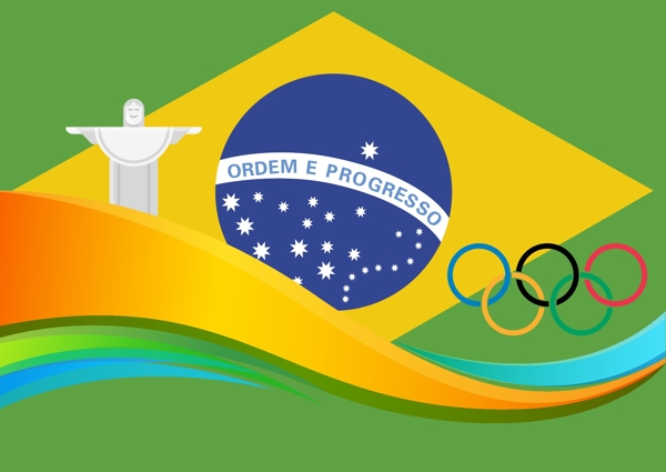 巴西国旗五环素材设计