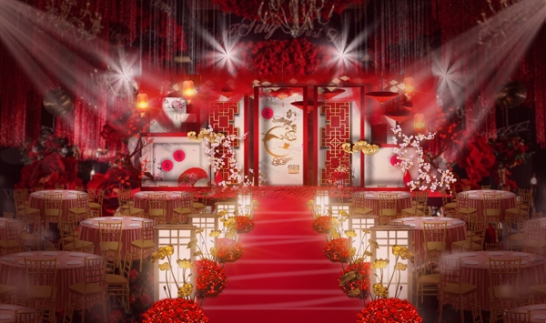 紅色大氣婚禮效果圖