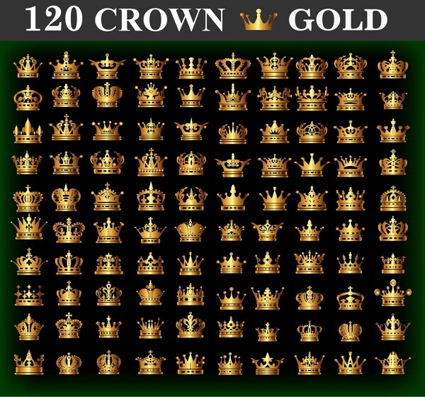 120款经典复古皇冠网页设计标签