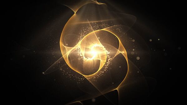 飘逸的金色光环粒子揭示出标志ae模板