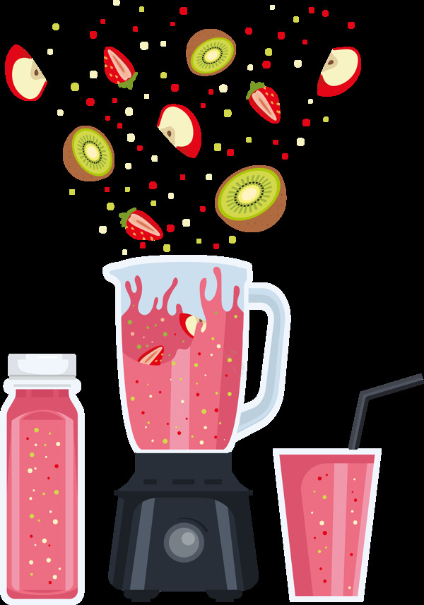 红色果汁榨汁机插画图标免抠png透明素材