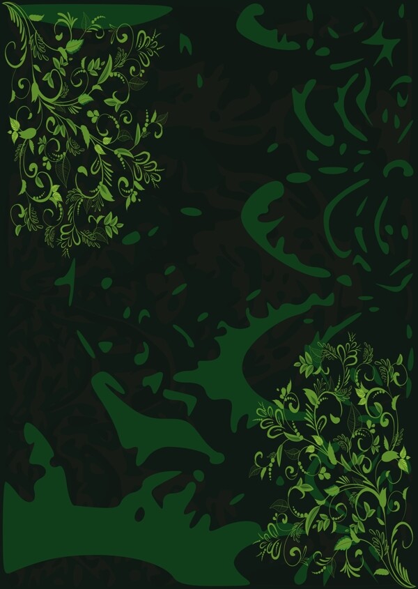 绿色花纹矢量图素材