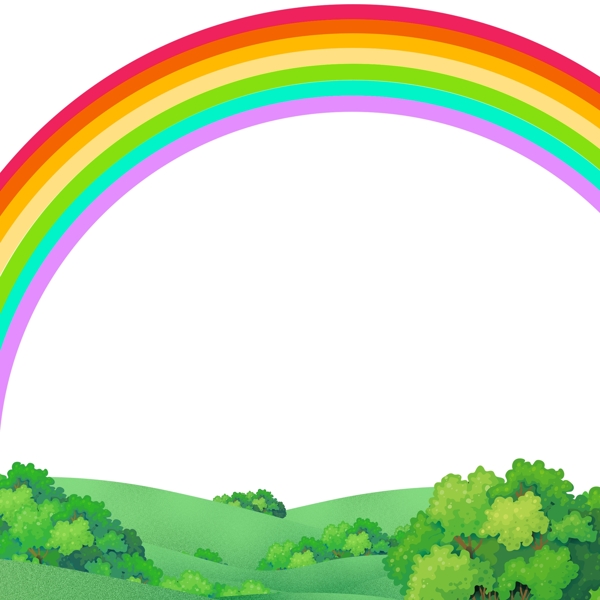 彩虹绿色植物儿童节卡通元素