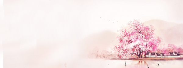 粉色溫馨樹背景banner