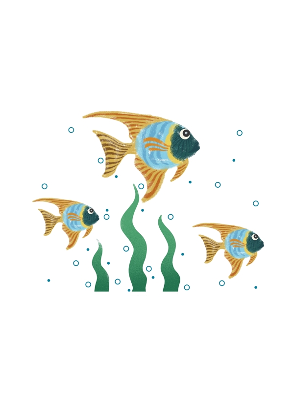 简约可爱文艺海底世界鱼插画手提袋