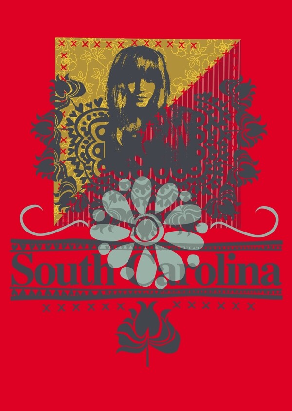 印花矢量圖時(shí)尚休閑女裝抽象人物免費(fèi)素材