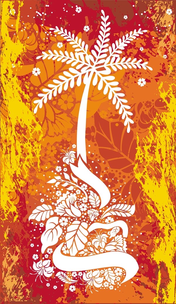 歐式花紋邊框樹圖片