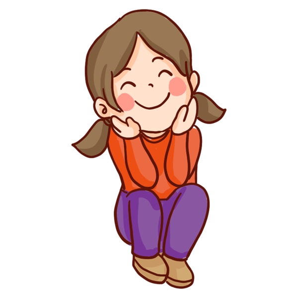 簡約手繪女孩裝飾素材