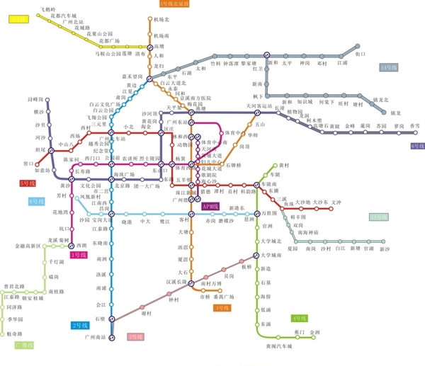 最新广州地铁图分布图