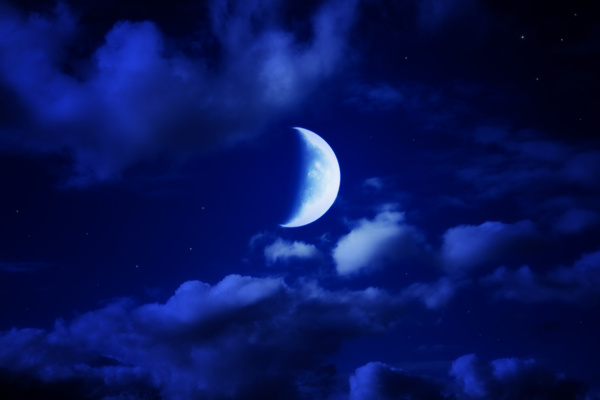 蓝色星空月亮