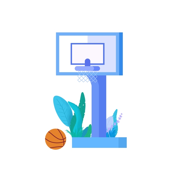 平面矢量浅色篮球篮球架