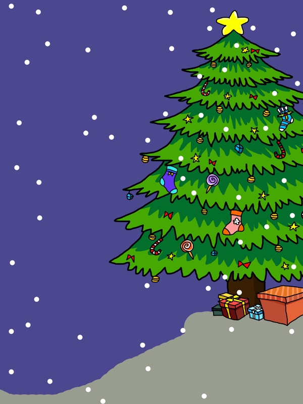 平安夜圣诞卡通彩色背景图