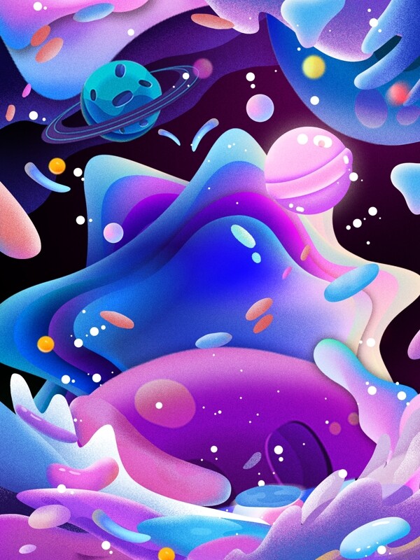 卡通流體星球背景設計
