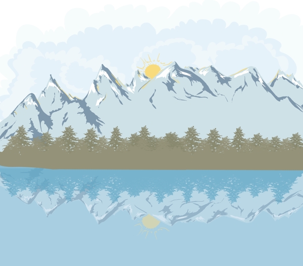 山風(fēng)景矢量插圖
