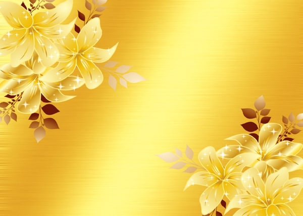 金色拉絲百合花背景墻