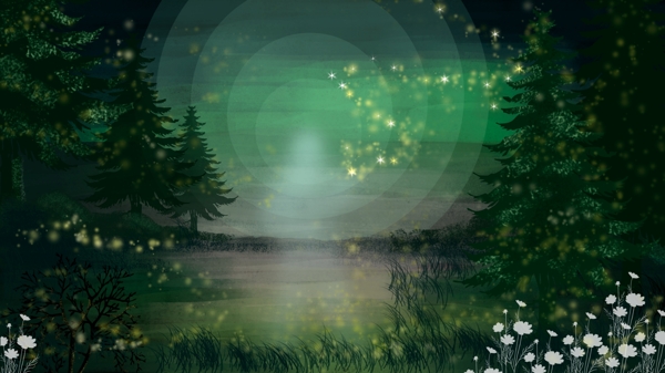 绿色神秘森林背景设计
