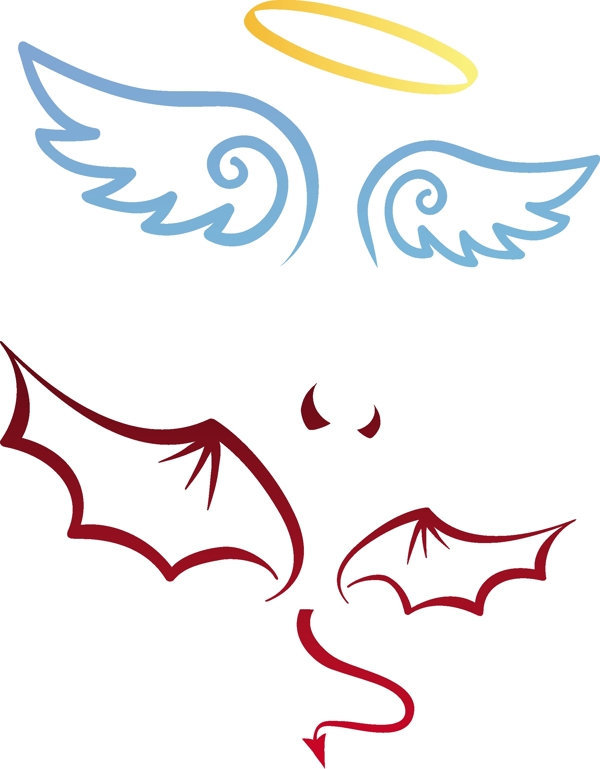 天使和魔鬼卡通翅膀