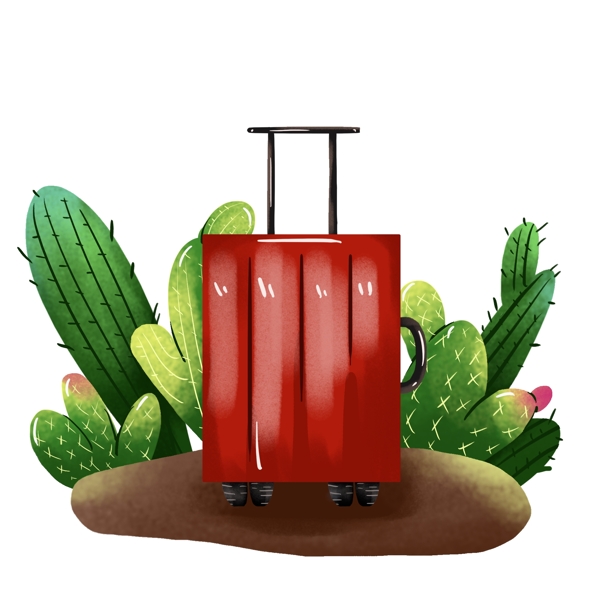中国旅游日拉杆箱行李箱手绘元素