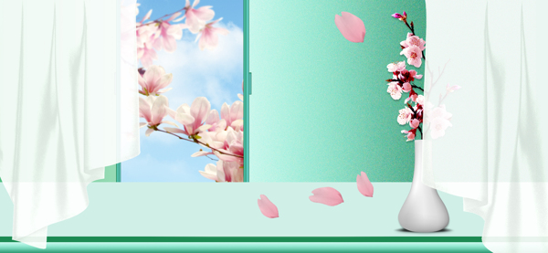 清新粉色花朵banner背景素材
