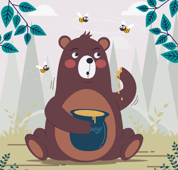 吃蜂蜜的棕熊