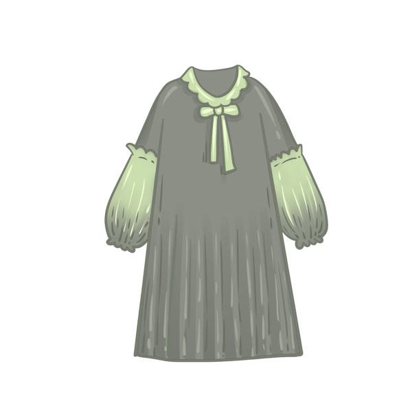 卡通可爱免抠矢量夏季服装绿色连衣裙