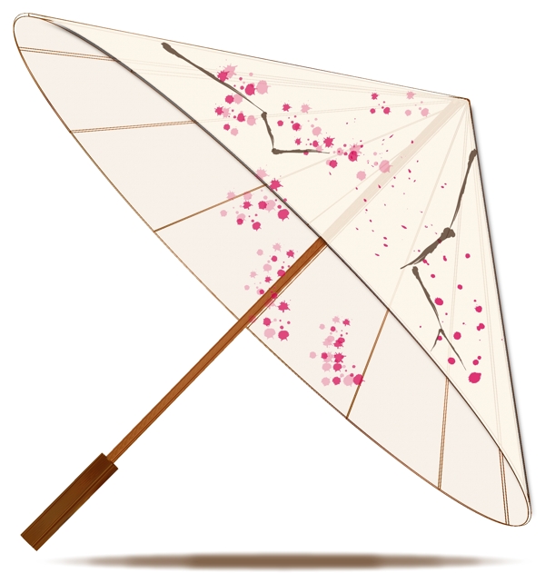 中國風(fēng)淺色梅花折傘可商用