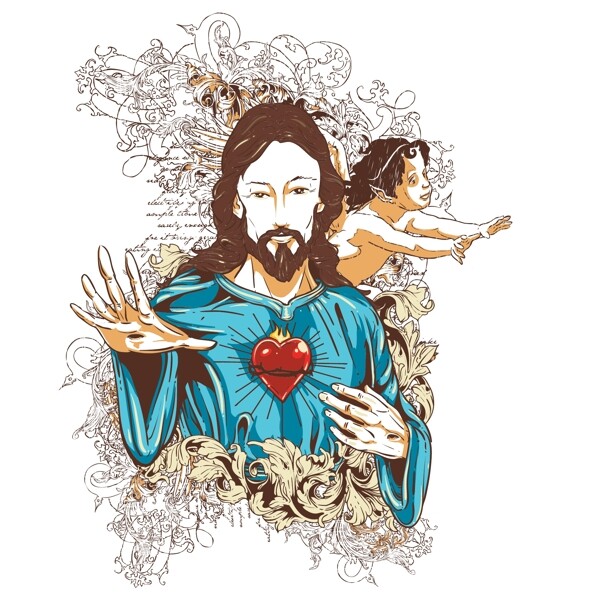 印花矢量圖靚仔裝天使男人歐美免費(fèi)素材