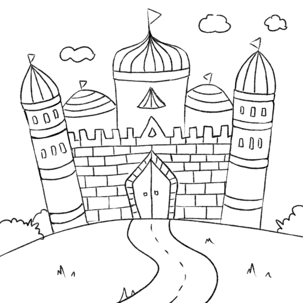 儿童城堡线条画