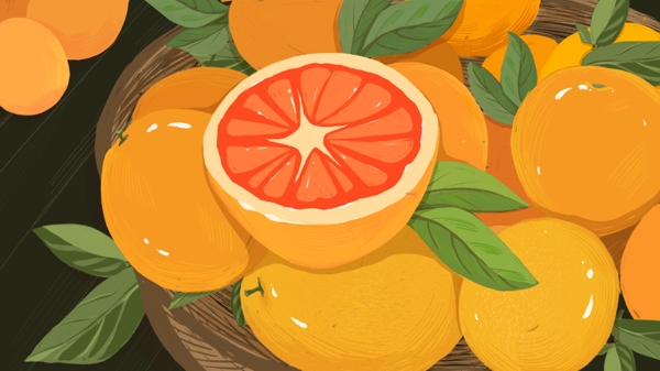 手绘水果闪亮明快的橙子们