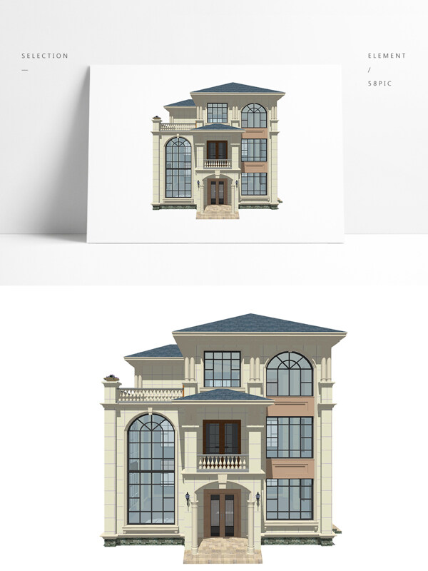 欧式三层别墅模型